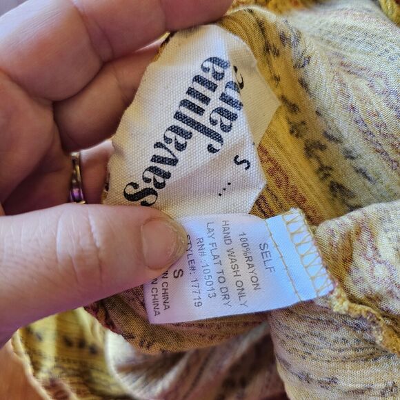 savanna jane top Small Yellow Striped Dolman Western Blouse Floral Vneck - Picture 4 of 5